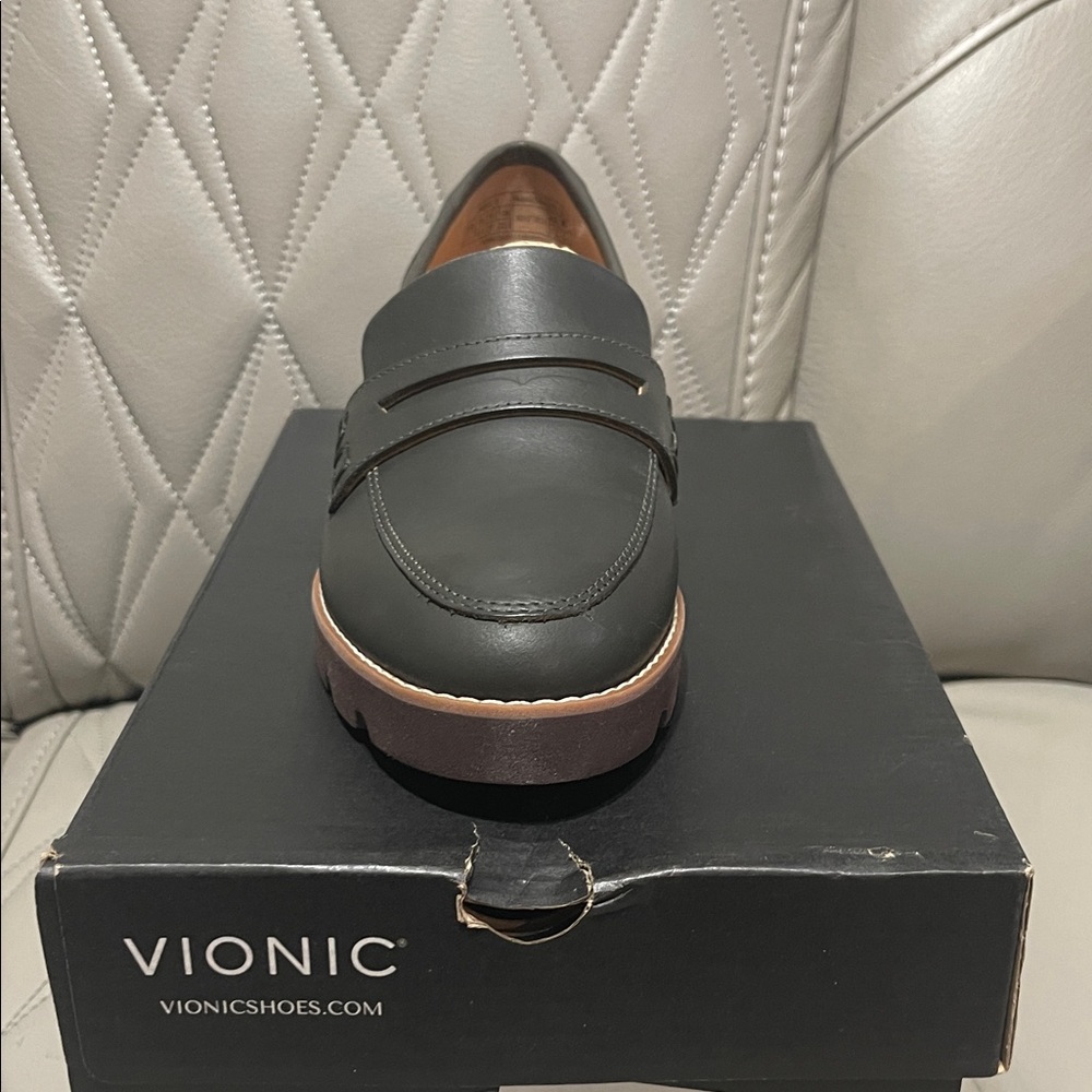 Vionic Leather Loafers in Dark Brown - Picture 3 of 9